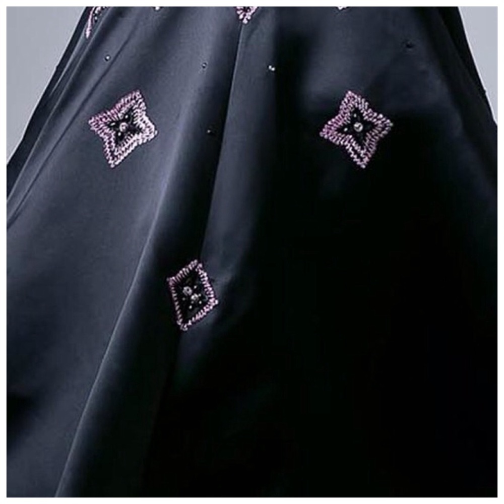 Black Satin Embellished Formal Dress - Picture 3 of 8